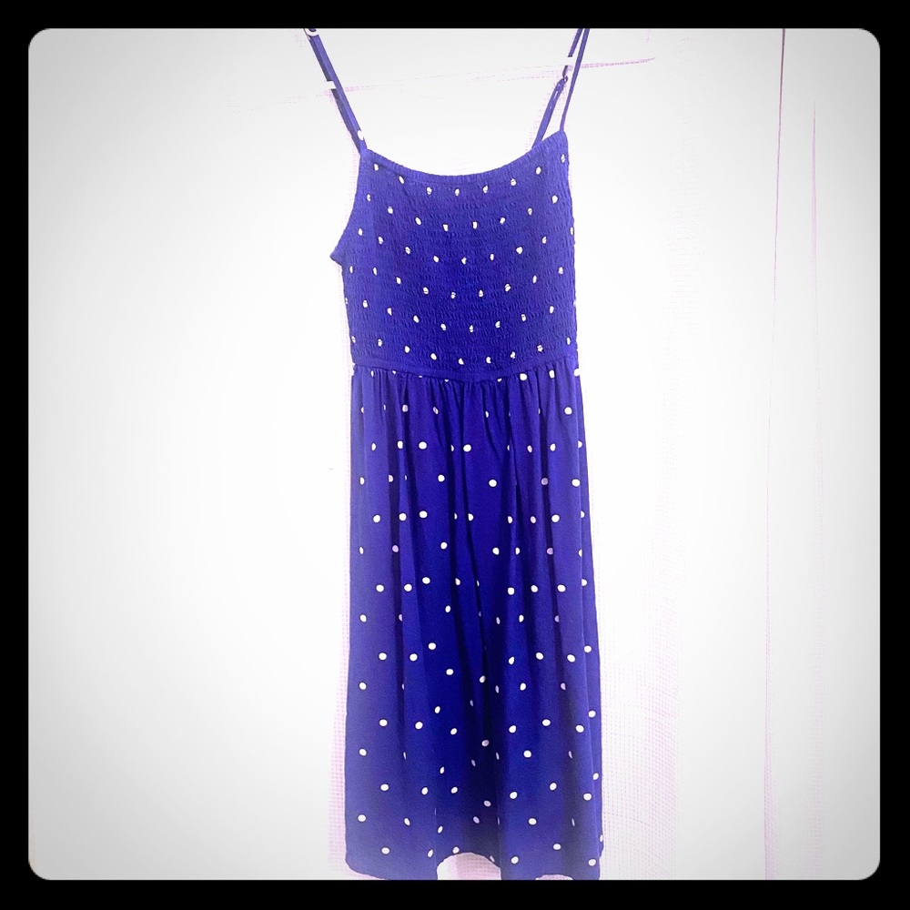 4/20 5/25⚡️SO Jr. S sun dress- Blue w/white p.dots